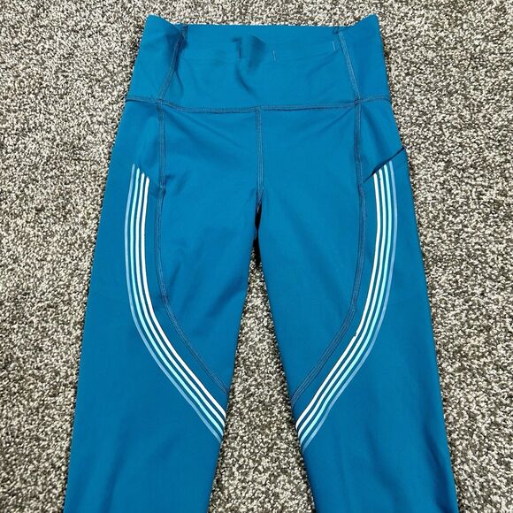 Lululemon Womens Speed Limit Leggings Size 4 Bermuda Teal Striped Length Altered - Picture 4 of 10